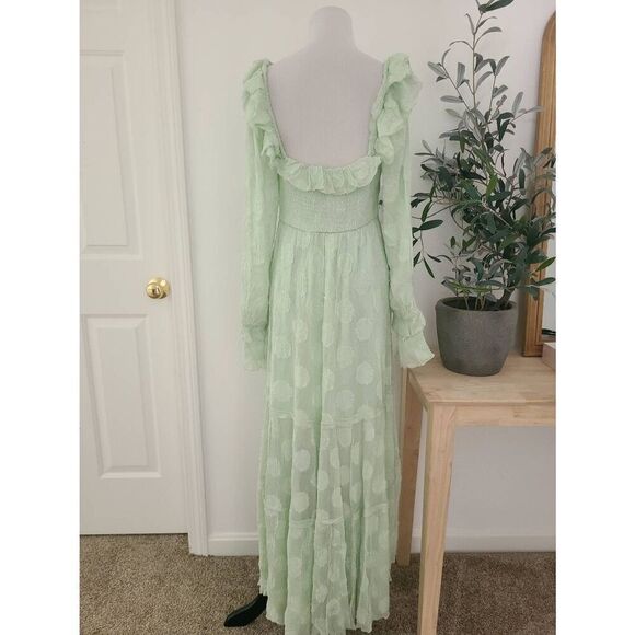 Free People Yara Maxi Dress Women's Size Small Mint Green Puff‎ Sleeve Tiered - Picture 8 of 9